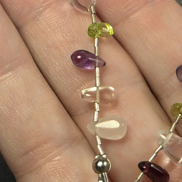 Vintage Sterling Silver Gemstone Pendant Necklace with Quartz Crystal 271 - Picture 6 of 10